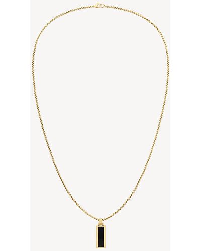 Tommy Hilfiger Gold-plated Onyx Logo Pendant Necklace - Natural