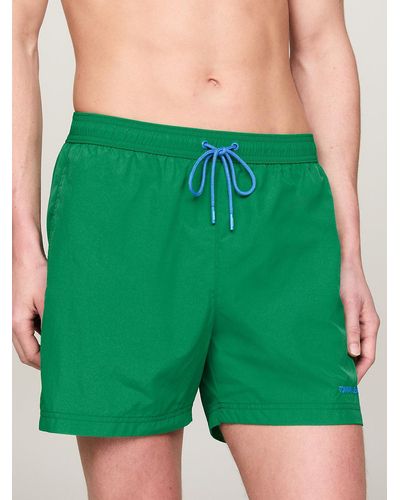 Tommy Hilfiger Logo Mid Length Slim Swim Shorts - Green