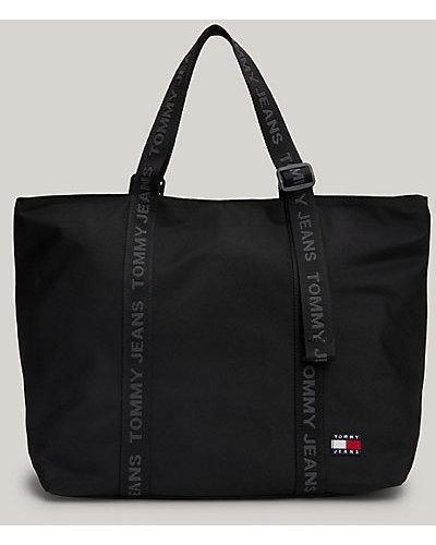Tommy Hilfiger Essential Medium Shopper Met Repeat Logo - Zwart