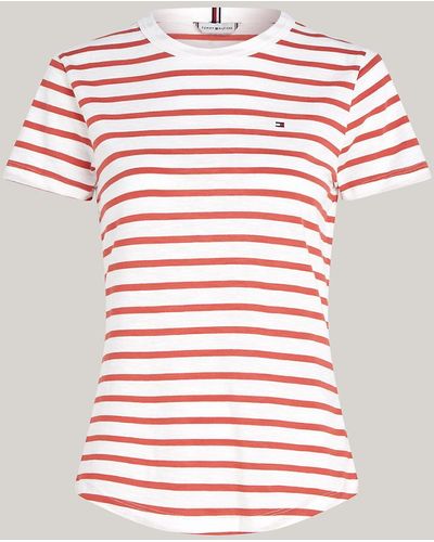 Tommy Hilfiger Curve 1985 Collection Textured Stripe Slim T-shirt - Pink