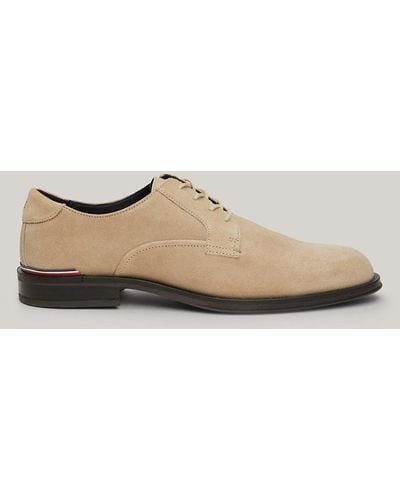 Tommy Hilfiger Signature Suede Lace-up Derby Shoes - Natural