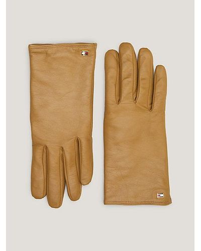 Tommy Hilfiger Essential Leder-Handschuhe mit Flag - Weiß