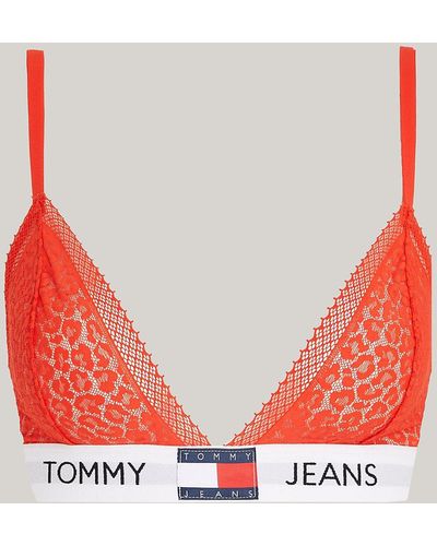 Tommy Hilfiger Heritage Leopard Lace Unlined Triangle Bra - Red
