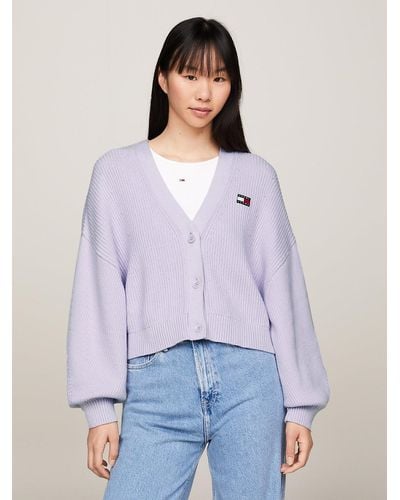 Tommy Hilfiger Essential Badge Relaxed Cardigan - Purple