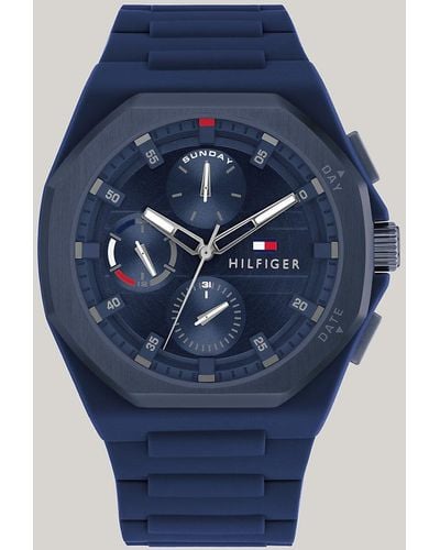 Tommy Hilfiger Multi-dimensional Dial Navy Silicone Strap Watch - Blue