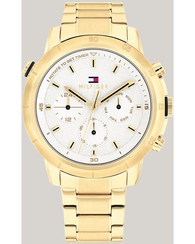 Tommy Hilfiger Ionic Gold-plated White Dial Chain-link Watch - Metallic