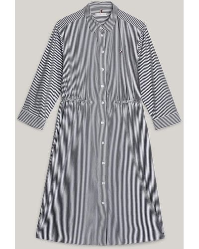 Tommy Hilfiger Adaptive Essential Stripe Knee Length Shirt Dress - Grey