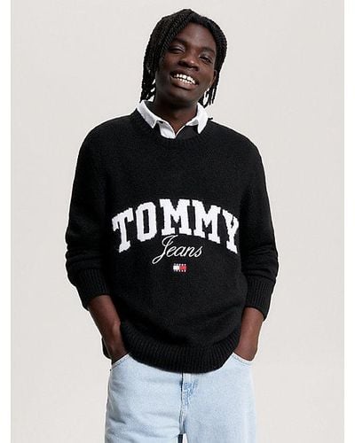 Tommy Hilfiger Jersey con logo universitario de corte amplio - Negro