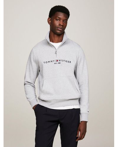 tommy badge quarter zip drawstring sweatshirt