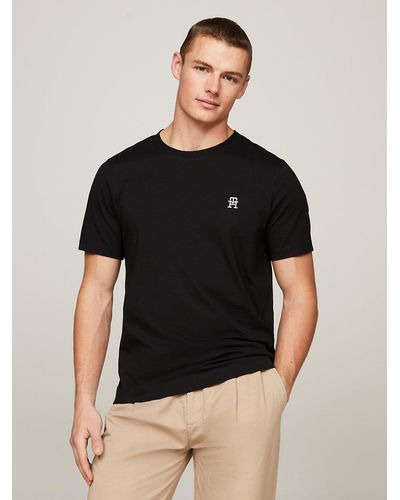 Tommy Hilfiger T-shirt TH Monogram brodé à col ras-du-cou - Noir