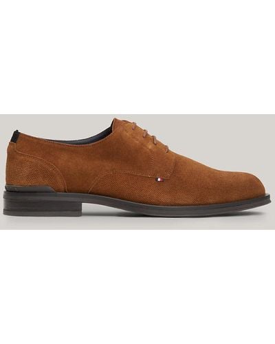 Tommy Hilfiger Textured Suede Derby Shoes - Brown