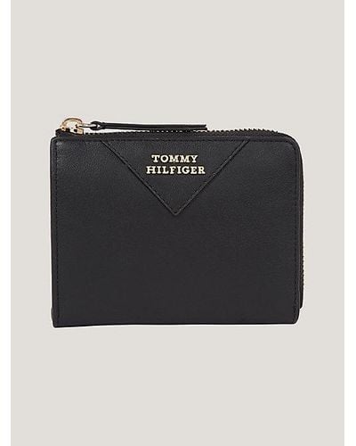 Tommy Hilfiger Mittelgroße Reißverschluss-Brieftasche aus Leder - Schwarz