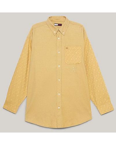 Tommy Hilfiger Classic Fit Corduroy Overhemd Met Embleem - Naturel