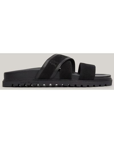 Tommy Hilfiger Elevated Crossover Cleat Suede Sandals - Black