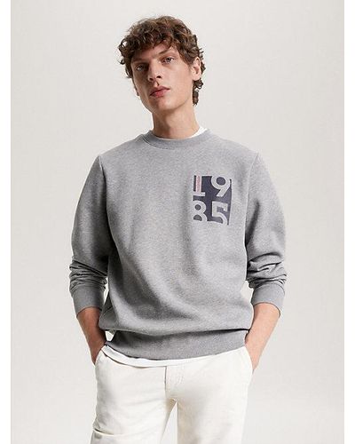 Tommy Hilfiger Sweatshirt Met Ronde Hals En Logo-print - Grijs