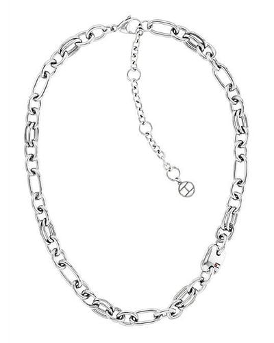 Tommy Hilfiger Halskette aus Edelstahl mit Kontrast-Gliedern - Weiß