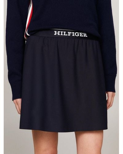 Tommy Hilfiger Logo Waistband Fitted Mini Skirt - Blue