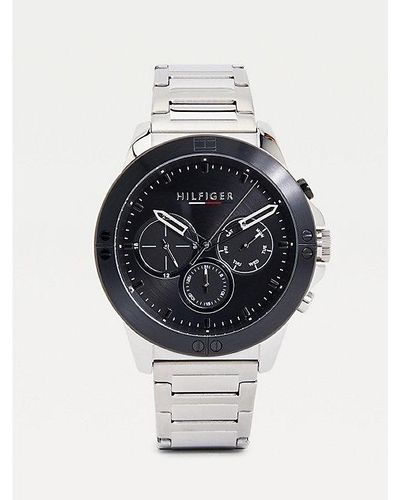 Tommy Hilfiger Roestvrijstalen Horloge Met Zwarte Bezel - Metallic