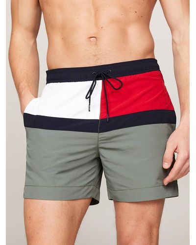 Tommy Hilfiger Hilfiger Flag Mid Length Swim Shorts - Grey