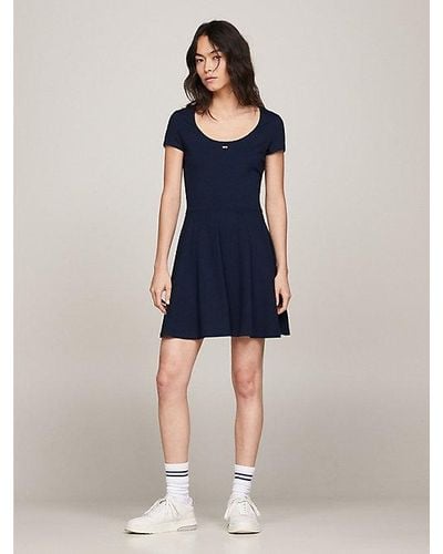 Tommy Hilfiger Essential Fit And Flare Mini-jurk - Blauw