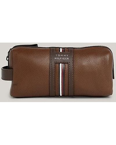 Tommy Hilfiger Neceser Premium Leather con logo - Marrón