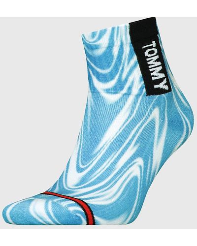 Tommy Hilfiger Chaussettes courtes côtelées motif tourbillon - Bleu