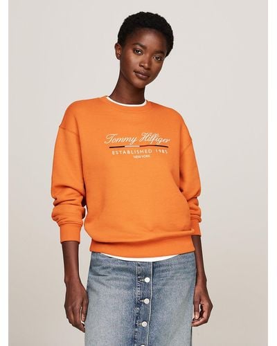 Tommy Hilfiger Logo Crew Neck Sweatshirt - Orange