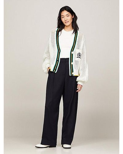 Tommy Hilfiger Crest Relaxed Fit Strick-Cardigan - Natur