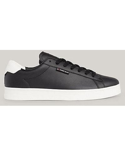 Tommy Hilfiger Zapatillas de piel con suela cupsole y logo - Blanco