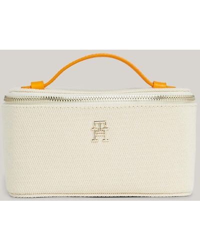 Tommy Hilfiger Th Monogram Small Canvas Vanity Case - Natural