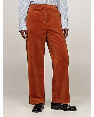 Tommy Hilfiger Corduroy Relaxed Fit Straight Leg Broek - Oranje