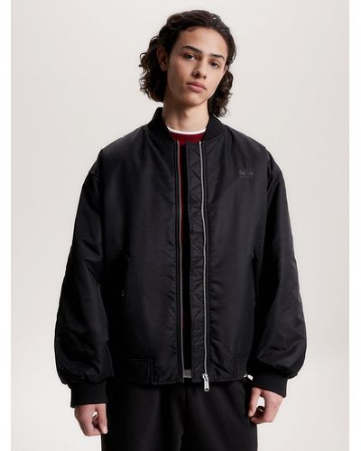 Tommy Hilfiger Bomber oversize matelassé à logo appliqué - Noir