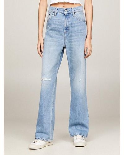 Tommy Hilfiger Betsy Mid Rise Distressed Jeans Met Wijde Fit - Blauw