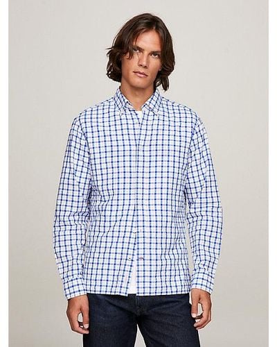 Tommy Hilfiger Flex Regular Fit Overhemd Met Microruit - Blauw