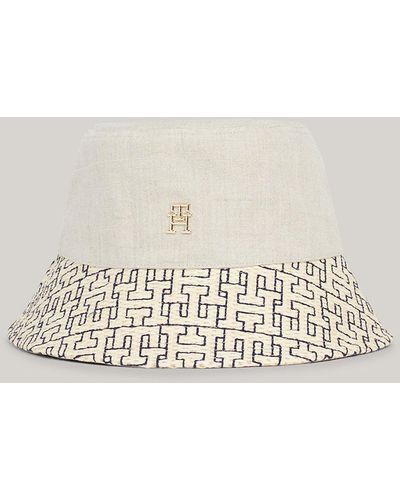 Tommy Hilfiger Th Monogram Linen Bucket Hat - Natural