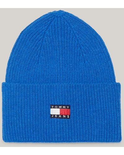 Tommy Hilfiger Heritage Badge Rib Knit Beanie - Blue