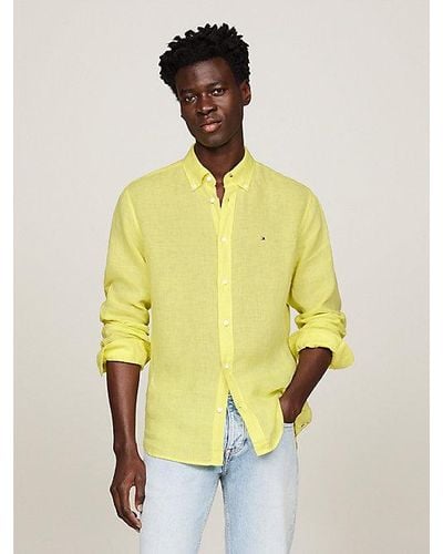Tommy Hilfiger Camisa de lino teñido con pigmentos - Amarillo