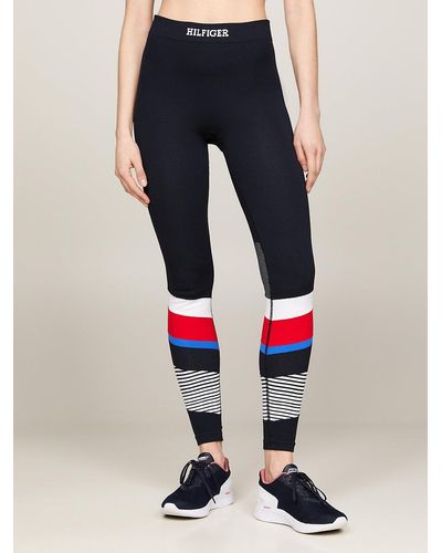 Tommy Hilfiger Sport Global Stripe High Rise Seamless Full Length Leggings - Blue