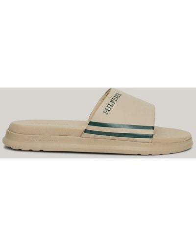 Tommy Hilfiger Logo Stripe Pool Slides - Natural