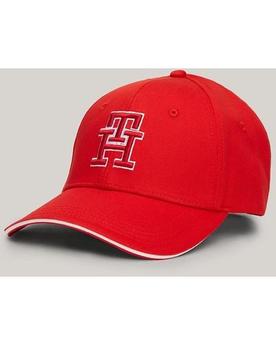 Tommy Hilfiger Prep Th Monogram Embroidery Baseball Cap - Red