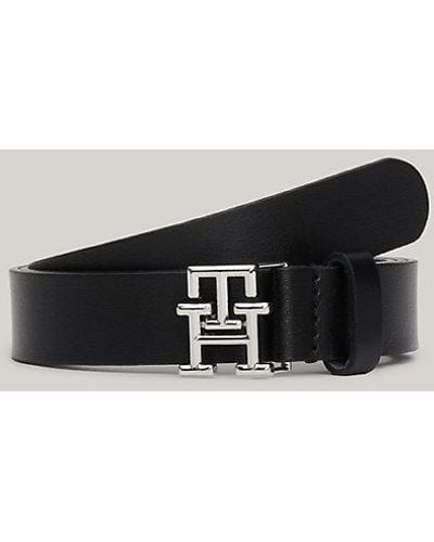 Tommy Hilfiger Cinturón de piel con insignia TH Emblem - Negro