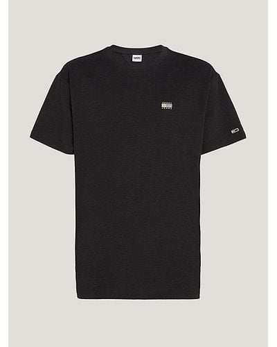 Tommy Hilfiger Camiseta Essential amplia con parche tonal - Negro