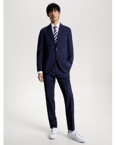 Tommy Hilfiger Prince Of Wales Check Two-piece Wool Suit - Blue