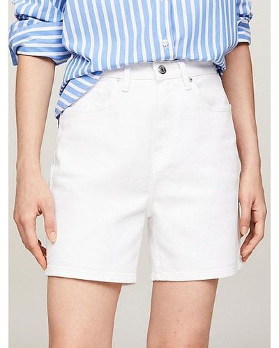 Tommy Hilfiger High Rise Fitted Straight Short Van Denim - Wit