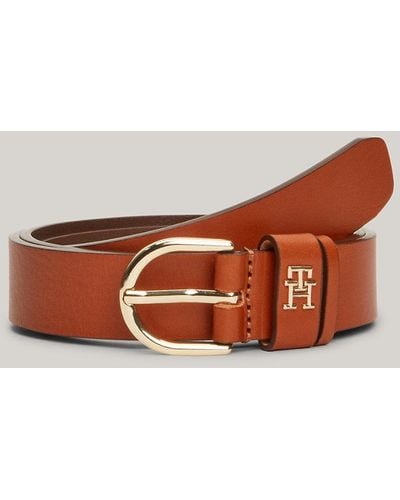 Tommy Hilfiger Essential Th Monogram Leather Belt - Brown