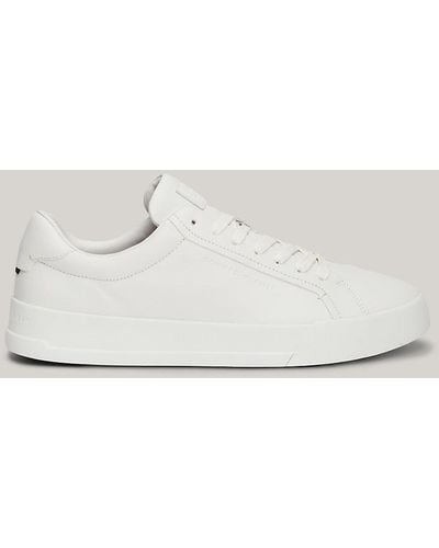 Tommy Hilfiger Logo Leather Chunky Court Trainers - White