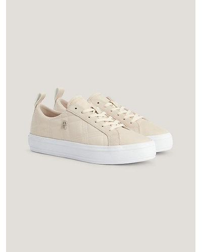 Tommy Hilfiger Recycled Quilted Sneaker Met Platformzool - Naturel