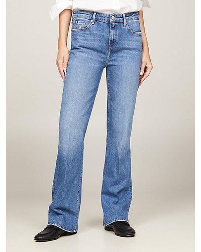 Tommy Hilfiger Medium Rise Bootcut Jeans Met Fading - Blauw