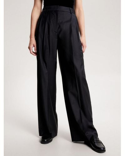 Tommy Hilfiger Pleated Wide Leg Trousers - Black