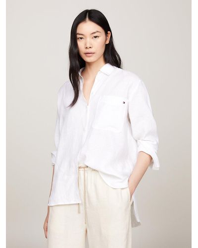 Tommy Hilfiger Chemise décontractée en lin à poche plaquée - Blanc